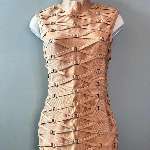 Top Shop Beige Matrix Modern Dress - Picture 1 of 11